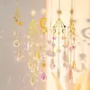 Estatuetas decorativas Crystal Sun Catcher Prism Wind Chimes Decorações de jardim ao ar livre Captadores de lua Maker Rainbow Hanging Decor Bell