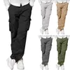 Herenbroek heren joggingbroek casual seizoensgebonden vrachtbroek vaste kleur multi pocket rechte broek jonge en modieuze straatkleding ropa hombre j240507