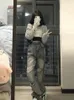 Frauen Jeans Frauen Harajuku Modes Baggy zerrissene Jeanshosen gerade lange Hosen weites Bein Y2K Streetwear 2000er ästhetischer Cybergrunge
