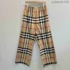 Senior Special Stores Quality Buurberlyes Pants Luxury Plaid Straight Tube Cotton Twill Pants For Women 8071101 med riktig logotyp