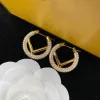 Women Gold Hoop Earring Designer Luxury Brand Diamond Studs For Men Letter F Designers Hoops Stud Earrings Fashion Jewelry Premium BOX 2022