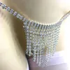 Hete kwastje strass slipjes sexy mode bikini glanzende sier crystal body keten volle diamant tasel lichaamsketen sieraden