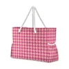 Fashion Women Large Capacity Bohemian Shoulder Bag Houndstooth Print Beach Bag Leisure Cotton Rope Handbag Drop 240428
