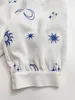 2024 New White Linen Blended Star Moon Embroidered Loose Shirt