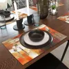 TABLEAU MATS 1PC MODERNE Art Placemats Orange Abstract Painting Lieu Placemat de lin pour la cuisine de cuisine à la maison décor