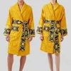 Pure Cotton Bathrobe with Absorbent Towel Material Suitable for Couples in All Seasons and Pajama Long Style Quick Drying Winter Yellow