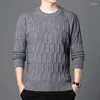 Camiscedores masculinos outono inverno lazer japonês sweater quente pullovers sólidos jumpers grossos malhas de malhas redonda de pescoço de roupas casuais a75