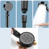 Pièces de douche de salle de bain 8 modes Handle Head Head Turbocompresseur Spa Saver Saver Robinet noir Repel pour le support de bain