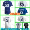 5 Freddie Freeman Baseball Jersey 50 Mookie Betts 7 Julio Urias 21 Walker Buehler 11 Miguel Rojas 27 Trevor Bauer Dustin May Mens Will Smith