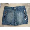 Юбки летняя женщина Японская джинсовая юбка Y2K низкий рост джинсовый груз мини -сексуальный гьяру 2000 -х