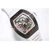 Cadré les montres transparentes RM55 Tourbillon Designer Flywheel Watchba Automatic Watch Red Superclone Movem Mens Mechanical RM055 Watch Devils Skeleto 9896