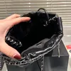 Designer 22 Hobo Cowhide Leather Mini Tote Bag Women Diamond Lattice Quilting Drawstring Shopping Handbag Lady Weave Chain Coin Strap Shoulder Bags Mirror Quality