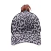 LEOPARD Ponytail Hat Criss Cross Washed desordenado Pontones Ponycaps Cape de béisbol Camionador de moda Hats Zz ZZ