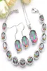 3 pc's bruiloft sieraden geschenk ovaal kleurrijke mystic topaz prasiolite 925 sterling zilveren ketting zirkoon armbanden oorbellen hangers j2599982