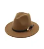 Novos chapéus de topo para homens mulheres elegantes moda sólida feltro fedora hat band wide hats chapé de jazz chapas de jazz elegante panamá caps 11 col98304445