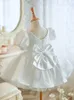 Sukienki chrzestne Księżniczka Big Bow Cute Child Picture Children przyjęcie Urodziny Nowonarodzona Boże Narodzenie Dzieci Baptystę Baby Girl Letnia sukienka Q240507