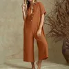 Damen -Jumpsuits Rompers neue Sommer Jumpsuit Frauen elegante Gelegenheitsverletzungsschnalle gedruckt Fe Overall Woman Hosen Spielanzug Overalls Bodysuit Strampler D240507