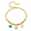 Bracelet 316l en acier inoxydable Nouvelle mode fine bijoux perles sculptées peinture vaporisée 3 couleurs coeur coeur charme bracelets à chaîne épaisses pour femmes