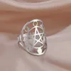 Eheringe Skyrim Moon Phase Pentacle Pentagramm Ring Edelstahl Verstellbarer Finger Ringe Wicca Amulett Schmuck Geschenk für Mutterliebhaber