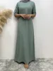 Etniska kläder Dubai Abaya Half Sleeve Daily Casual Inner Dress Turkiet Kaftan Islamiska All-Match Muslim For Women Robe Caftan Marocain