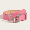 Cinture 2023 Nuova cintura di moda Donne Butterfly Diamond Decorate PU PU MATERIALE PELLE CINTURA FEMMA CASUALE STANZA CASUALE ELEGENTE Y240507