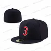 Nouvelle arrivée Classic Fitted Hat Classic Sport Team Navy Blue Color Baseball Hip Hop Full Fermed Closed Designer Fashion Cap Chapeau Stitch Heart Hustle Flowers