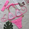 Sexy S Bikini -zwempakken met hoofdband Dames Swimwear Vrouw Push Up Bikini Beach Swim Wear Bathing Suits Pool Bather 240506