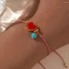 Link Armbanden Go2boho Martis -serie Snowflake Inlay Synthetisch Turquoise Metal Red Peach Heart Sieraden 2024 Griekse mars voor haar