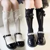 Kids Socks 1 Pair Kid Girl Knee High Sock 2024 New Summer Thin Breathable Calf Sock for Toddler Girl Lace Big Bow Hollow Sock for 3-12T