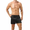 Underbyxor boxare underkläder med ben slitsar mäns satinshorts bekväm lös passform för hem eller strand a