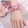 Bracelets de charme style japonais Sweet Handmade Simple Lady Velvet Bow Big Heart Shape Strotone Bracelet Bracelet Girls Wild Hand Ornement