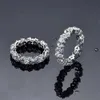 Anneaux de bande 925 STERLING Silver Marquis Coup Cut White Sapphire Ensemble avec un anneau de diamant à haut carbone en Mullite et des cadeaux de mariage exquis J240508