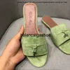 LP Loro Piano Summer Loro Charms Pianaa Slides Embellie Sweppers Slippers Sandals Chaussures en cuir authentique Cuir Open Toe Casual Fortes For Women Luxury Design Loro Shoe