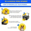 Dekorativa figurer 3D Aluminium Wind Spinners 3 "8" 10 "Storleks-S-publiceringsämnen för kinetiska trädgårdsskulpturer Vinddrivna hängande