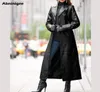 Veste en cuir Femmes longues Vêtements S Vêtements Spring Couleur solide Steampunk Gothic Biker Woman Femme Faux Fur Coat 2208187192562