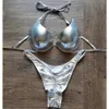 Vikinii Biquinis 2024 Brazilian Girls Beach Suit Push Up Bikini Set Womens Noundwear Gold水着女性高カット水着240430