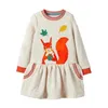 Robes de fille sautant les mètres nouveaux autocirrels d'arrivée autocollants d'automne enfants filles habillues longues princesse anniversaire cadeau chaud topl240508