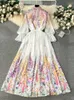 Robes de travail French Elegant Floral Floral Two Piece Femme Femmes Long Man Man Giras de mousseline de mousseline Halpe Jupe Imprimé Vintage Party Sortifts