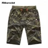 Shorts masculinos de verão algodão casual masculino ao ar livre esbelta o joelho da altura do joelho da cintura elástica esportes de cordão prolongados