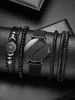 Relógios de pulso assistir pulseira minimalista masculina moda Ultra Thin Watch Men Simple Business Black Mesh Quartz