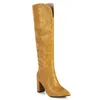 Stivali lloprost ke size 34-48 stampa western brand women donna spessa tacco alto ginocchio puntato per le dita delle dita