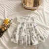 Baby flickor chiffong blommig klänning sommar ärmlösa klänningar 2024 Nya barnflickor prinsessan klänning