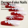 False Nails 24pcs Long Coffin Press-On Nails Flake Snowfullakes Pattern Artificial Nail Patch per Lady Women Manicure Fai-da-te Forte d'arte fai-da-te T240507