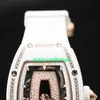 RM Luxury Watches Mechanical Watch Mills Womens Series RM0701 Black Lip 18K Rose Gold Snow Diamond Automatic Mechanical Womens White Ceramic Womens WATC ST07