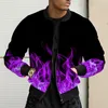 Herrenjacken Europäischer und amerikanischer Verkauf von Herbst Winter Jacke 3D Digitaldruck Flammenmuster Thin Bomber