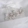 Hair Clips Bridal Pins Headband Set Shine Rhinestone Floral Women Vine Wedding Piece Accessories Gold Silver Color
