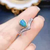 Klusterringar fs real s925 sterling silver inlay naturlig blå opal ring med certifikat fina charm bröllop smycken för kvinnor meibapj