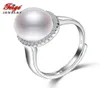 Pierścienie klastra Wysokiej jakości prawdziwy 925 Sterling Srebrny Naturalny Pierścień Perły słodkowodnej dla kobiet Prezenty ślubne Znakomita biżuteria F9102097