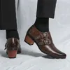 Casual Shoes High Heels Herren Ledermönchsgurt für Männer All-Match Herren Coiffeur Slip auf Ladungsstücken