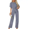 Jumpsuits für Frauen, die Rolbert Batwing Sle Elegant Overall Womens Modes Mody Color Pee Up kurzschlitten Jumpsuit schlanker Taille Pantis D240507